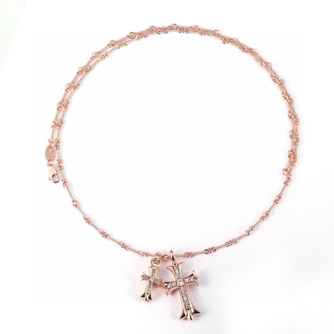 Chrome Hearts Gold Tone Cross Pendant Necklace